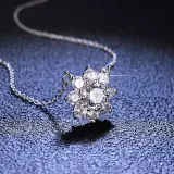 Sterling Silver Zirconia Moissanite Diamond Sunflower Pendant Necklace