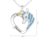 Sterling Silver Heart Unicorn Moissanite Diamonds Pendant Necklace