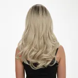 Women Long Gradient Ash Light Brown Blonde Synthetic Mini Lace Front Wig