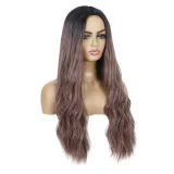 Women Long Wavy Hair Wigs Middle Parting Curly Wig