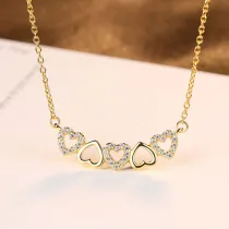 18K White Gold Heart Pave Zirconia Diamond Pendant Necklace
