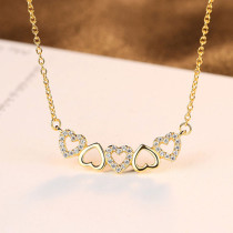 18K White Gold Heart Pave Zirconia Diamond Pendant Necklace