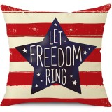 4PCS Home American Independence Day Cotton Decorative Throw Pillow Case Cushion Covers For Sofa Couch Bed Chair