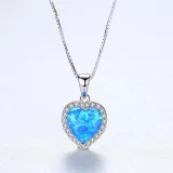 Sterling Silver Zirconia Heart Paved Diamond Solitaire Crystal Pendant Necklace