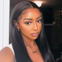 Women Synthetic Long Straight Natural Hair Wigs Middle Parting Wig
