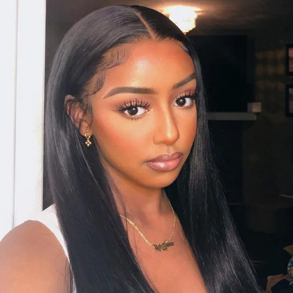 Women Synthetic Long Straight Natural Hair Wigs Middle Parting Wig