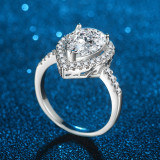 Silver Zircon Water Drop Fashion Jewelry Inlaid Diamond Women Ring