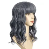 Women Synthetic Short Dye Wavy Hair Wigs Middle Parting Curly Wig