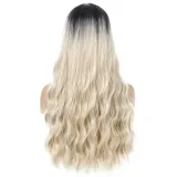 Women Long Wavy Hair Wigs Middle Parting Curly Wig