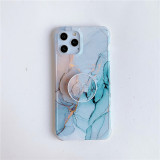 Flowing Gold Marbling Drop Proof Phone Case for iPhone13 12 11 Pro Max with Circular Bracket