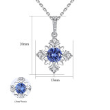 Sterling Silver Round Cut Snowflake Sapphire Pendant Necklace
