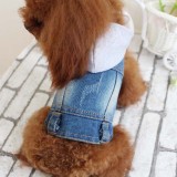 Pet Small Dog Cloth Bulldog Denim Hooded Vest Puppy Cloth