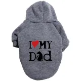 Pet Dog Hoodie Pure Color Clothes I Love My Dad Slogan Warm Sweater
