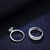 Sterling Silver Pave Zirconia Solitaire Diamonds Rings
