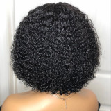 Women Synthetic Black Small Curly Short Hair Wigs Short Middle Parting Wig