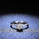 Sterling Silver Pave Zirconia Solitaire Round Cut Diamonds Rings