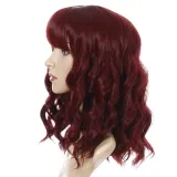 Women Synthetic Short Dye Wavy Hair Wigs Middle Parting Curly Wig
