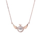 Angel Wings Beating Zircon Exquisite Crown Crystal Necklace
