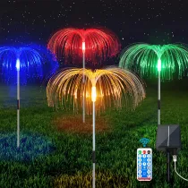 LED Outdoor Solar Fiber Optic Flower Jellyfish Lights Decoration Lamp For Garden