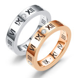 Golden Silver Zircon Roman Numerals Fashion Jewelry Inlaid Diamond Women Ring