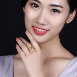 Yellow Zircon Golden Butterfly Fashion Jewelry Inlaid Diamond Adjustable Size Women Ring