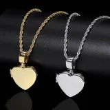 Diy Photo 14K Yellow Gold Heart Shaped Pave Diamond Pendant Necklace