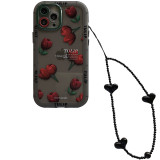 Printed Red Tulip Flowers Drop Proof Phone Case for iPhone13 12 11 Pro Max with Lanyard