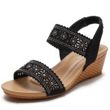 Women Hollow Out Strap Slingback Wedge Sandals