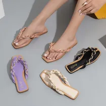 Women Twist Strap Flip Flops Flat Sandal Slipper