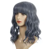 Women Synthetic Short Dye Wavy Hair Wigs Middle Parting Curly Wig