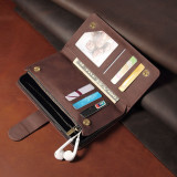 Classic Flipper Wallet Phone Case Premium Retro Leather Folio Zipper Magnetic Closure Stand Holder With Wrist Strap Shockproof Case