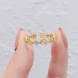 Gold Zircon Fashion Jewelry Inlaid Diamond Adjustable Size Women Ring