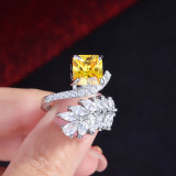 Sterling Silver Pave Moissanite Princess Cut Ice Flower Cutting Gemstone Rings