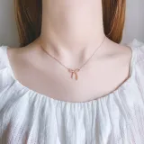 Sterling Silver S925 Necklace Ins Simple Small Fresh Bow Micro Inlaid Diamond Temperament Clavicle Chain