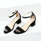Women Classic High Heel Chunky Sandals with Ankle Strap
