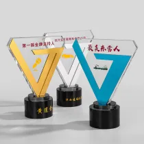Multicolor Triangle Star Style Crystal Trophy Optical Award
