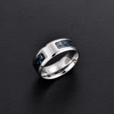 Men Silver Grid Fashion Jewelry Inlaid Women Ring