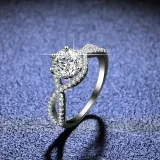 Sterling Silver Pave Moissanite Solitaire Hallow Out Round Cut Sparking Diamonds Rings