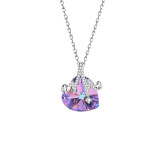 18K White Gold Heart Crystal Pendant Necklace