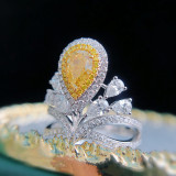 Zircon Yellow Crown Fashion Jewelry Inlaid Diamond Adjustable Size Women Ring