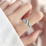 Blue Silver Zircon Alternate Fashion Jewelry Inlaid Diamond Women Ring