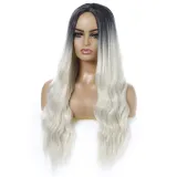 Women Long Wavy Hair Wigs Middle Parting Curly Wig