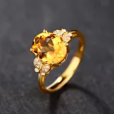 Yellow Zircon Golden Butterfly Fashion Jewelry Inlaid Diamond Adjustable Size Women Ring