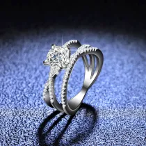 Sterling Silver Semi Pave Rouns Cut Moissanite Rings