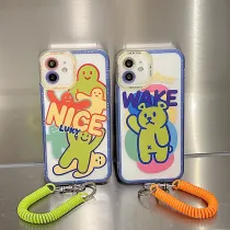 Creative Cartoon Bear Phone Case for iPhone13 12 11 Pro Max with Hanging Rope