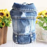 Pet Dog Cloth Outdoor Fashion Blue Denim Vest Puppy Cloth