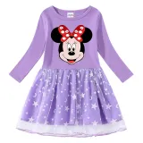 Girls Yarn Skirt Cartoon Mouse Head Long And Short Sleeve Dress