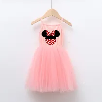 Girls Multicolor Puffy Slip Cartoon Mouse Head Tutu Dress