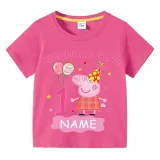 Girls Clothing Name Custom Birthday Celebration Cartoon Piggy Family T-shirts