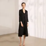 Women 2 Pieces Nightgown Silk Sling Sleeveless Lace V-Neck Midi Dress and Robe Pajamas Set